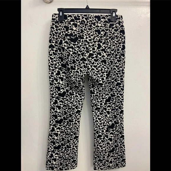 Zadig & Voltaire Polis Coeur Crop Pants Black & White Hearts Size 6 - Picture 5 of 6